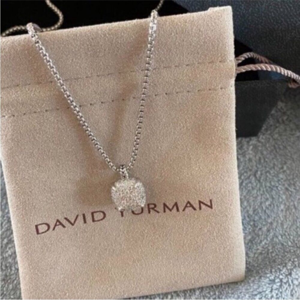 David Yurman Silver Pavé Sphere Pendant Necklace - Picture 3 of 6